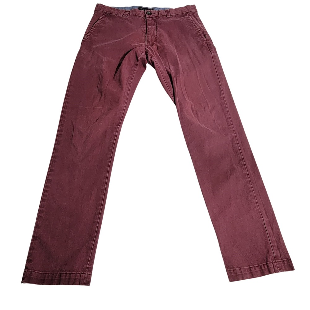 Banana Republic Mens Fulton Skinny Chino Pants 30x32 Burgundy Maroon Stretch